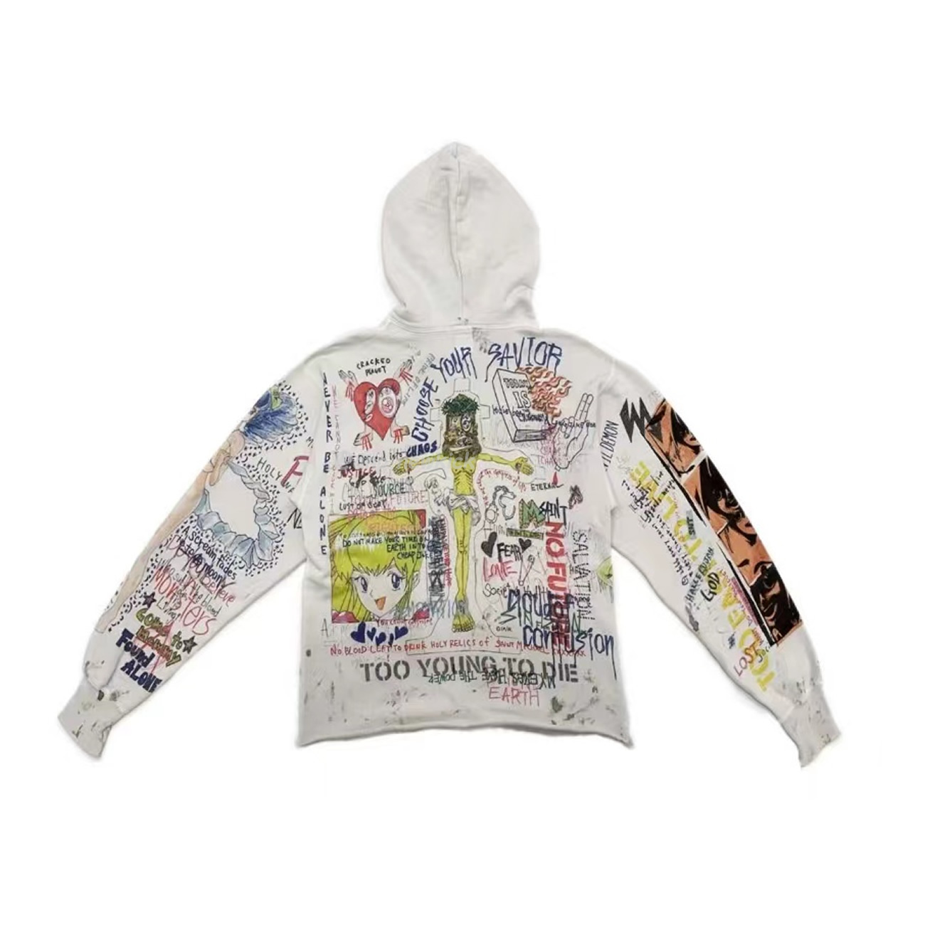 Saint Michael Graff Pullover Hoodie Murakami Takashi Graffiti Loose Hooded Sweatshirt Ins S Xl (4) - newkick.app